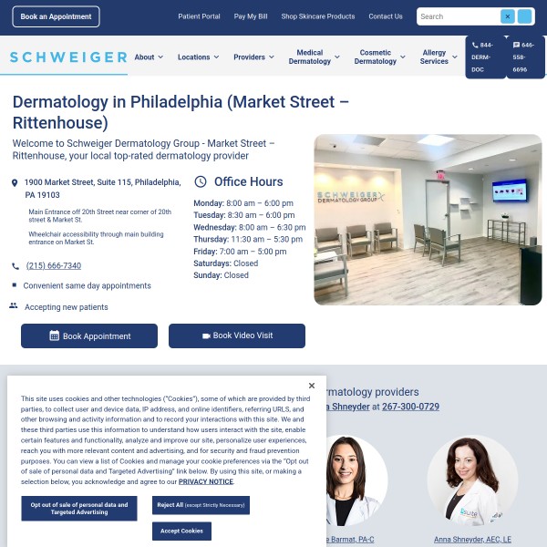 Schweiger Dermatology Group - Market Street - Rittenhouse homepage screenshot