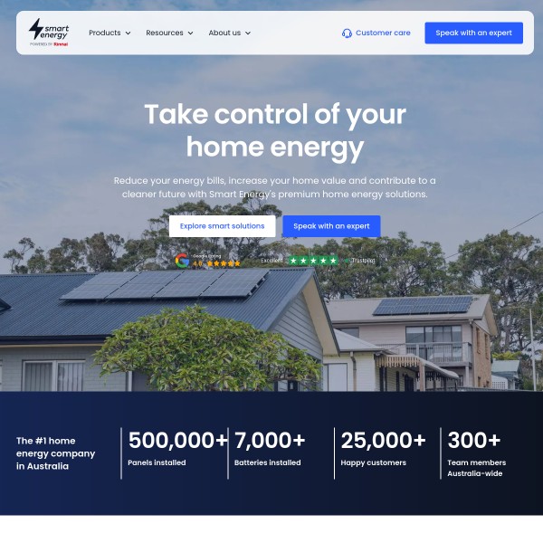 Smart Energy homepage screenshot