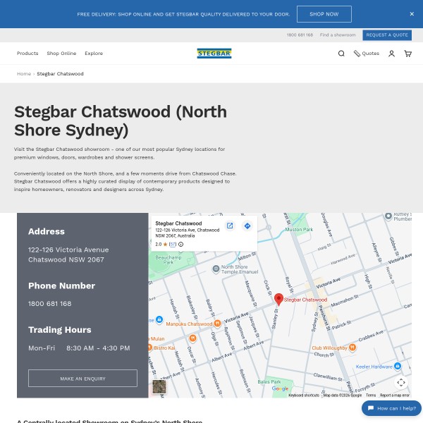 Stegbar Chatswood homepage screenshot