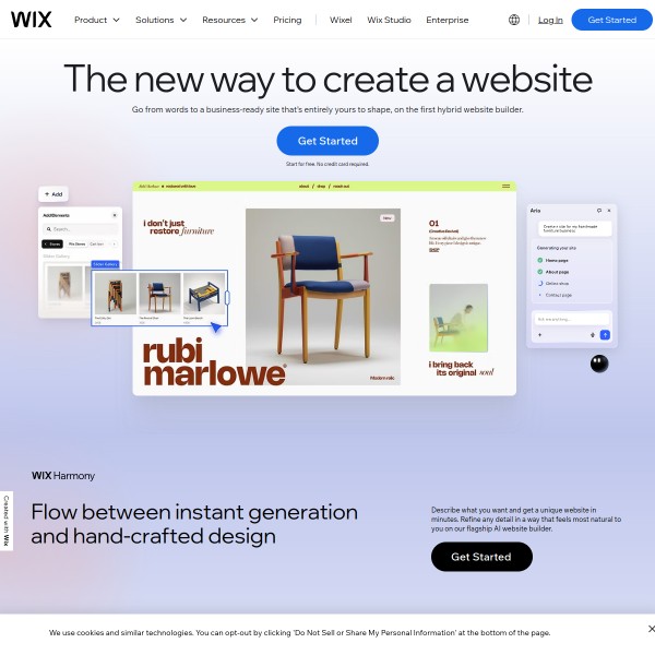 Wix homepage screenshot